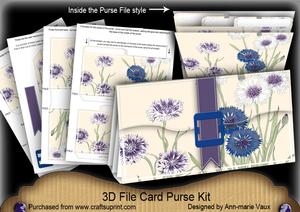 Blue Cornflowers 3D File Purse Mini Kit