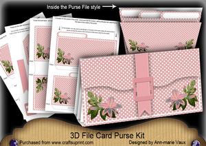Pink Dotty Floral 3D File Purse Mini Kit