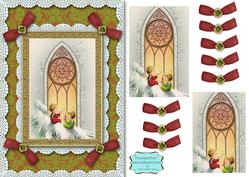 Christmas Baby Window A5 Lace N Bows Card Front Step by Step