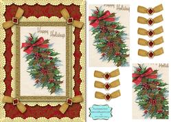 Christmas Bouquet A5 Lace N Bows Card Front Step by Step