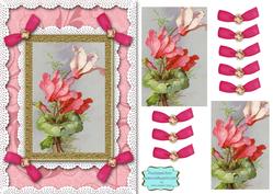 Cyclamen A5 Lace N Bows Card Front Step by Step