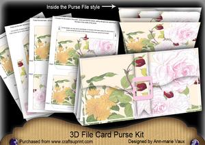 Pink Roses Big Blooms 3D File Purse Mini Kit