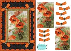Poppy A5 Lace N Bows Card Front Step by Step