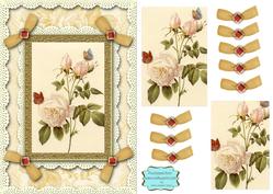 White Rose A5 Lace N Bows Card Front Step by Step
