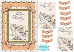 Wedding Shoe A5 Lace N Bows Card Front Step by Step