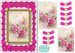 Anniversary Roses A5 Lace N Bows Card Front Step by Step