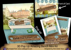 Teal Roses Make Moment Last 3D Pop-up Bench Mini Kit