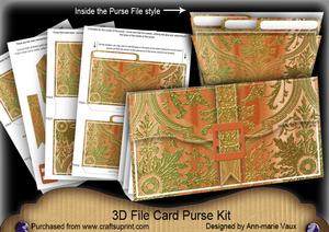 Burnt Orange Gold Regal 3D File Purse Mini Kit
