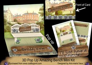 Silver Rose Birthday Wishes 3D Pop-up Bench Mini Kit