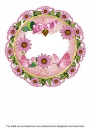 Pink Daisy 8in Doily Card Insert Panel