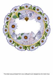 Blue Daisy 8in Doily Card Insert Panel