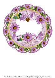Lilac Daisy 8in Doily Card Insert Panel