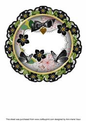 Black Forget Me Knot 8in Doily Card Insert Panel