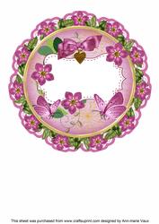 Cerise Forget Me Knot 8in Doily Card Insert Panel