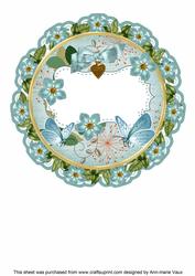 Teal Forget Me Knot 8in Doily Card Insert Panel