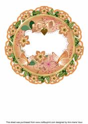 Peach Forget Me Knot 8in Doily Card Insert Panel