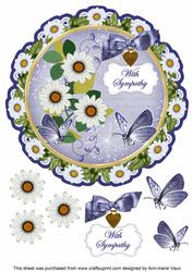 Classic Daisy Sympathy 8in Doily Decoupage Topper