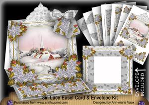 Snow Village Lace Top Easel Card & Envelope Kit