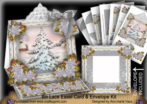 Snow Tree Lace Top Easel Card & Envelope Kit