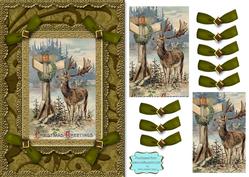 Christmas Deer A5 Lace N Bows Card Front Step by Step