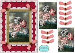 Coloured Carnations A5 Lace N Bows Card Front Step by Step