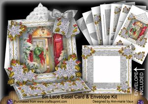 Christmas Door Lace Top Easel Card & Envelope Kit