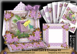 Lilac Postbox Lace Top Easel Card & Envelope Kit