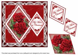 Christmas Roses My Mum 7in Double Diamond Topper