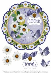 Classic Daisy 100th 8in Doily Decoupage Topper