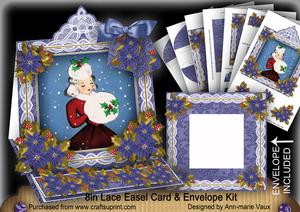 Winter Lady Lace Top Easel Card & Envelope Kit