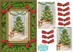 Christmas Tree A5 Lace N Bows Card Front Step by Step