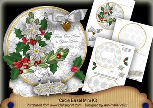 Silver Poinsettia Ours to Yours Circle Easel Card m Kit