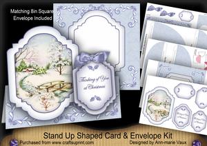 Blue Snowscene Thinking of You Fancy Stand Up Card Kit
