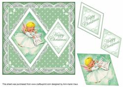 Music Angel Happy Christmas 7in Double Diamond Topper