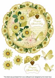 Daisy Lemon Special Day 8in Doily Decoupage Topper