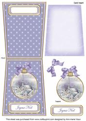 Blue Church Joyeux Noel 5.5inch Bauble Decoupage Card