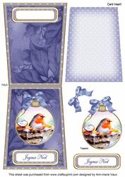 Blue Robin Joyeux Noel 5.5inch Bauble Decoupage Card