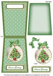 Green Tree Seasons Greetings 5.5inch Bauble Decoupage Card