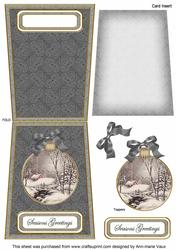 Winter Walk Seasons Greetings 5.5inch Bauble Decoupage Card