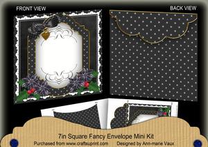 Black Poinsettia Christmas 7x7inch Easy Envelope Mini Kit