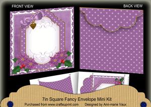 Purple Poinsettia Christmas 7x7inch Easy Envelope Mini Kit