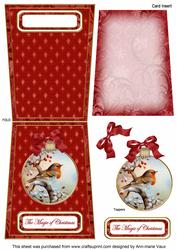 Red Robin Magic 5.5inch Bauble Decoupage Card