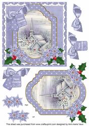 Blue Church Happy Christmas 6in Christmas Step by Step