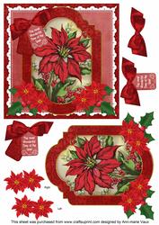 Red Poinsettia Wonderful Time 6in Christmas Step by Step