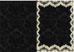 Vintage Black Damask Lace Blank Card