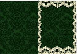 Vintage Bottle Green Damask Lace Blank Card