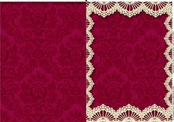 Vintage Cerise Damask Lace Blank Card