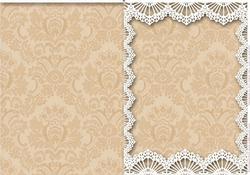 Vintage Cream Damask Lace Blank Card