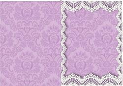 Vintage Lilac Damask Lace Blank Card