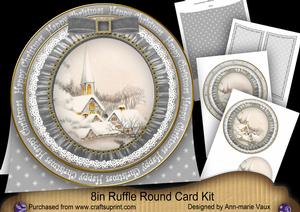 Ice Church Happy Christmas 8in Round Ruffle Mini Card Kit